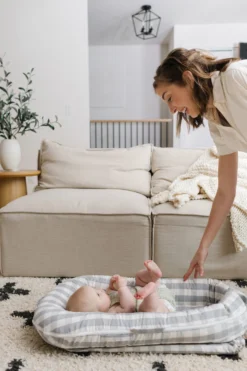 Spare Cover (Deluxe+) - Stone Gingham 13 Spare Cover (Deluxe+) - Stone Gingham -DockATot 203117 7 scaled